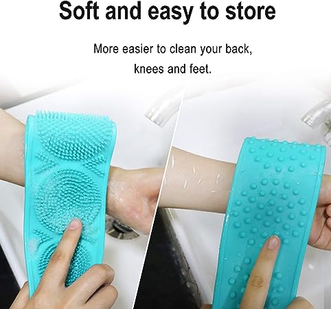 Dual-Side Silicone Body Scrubber with Handle